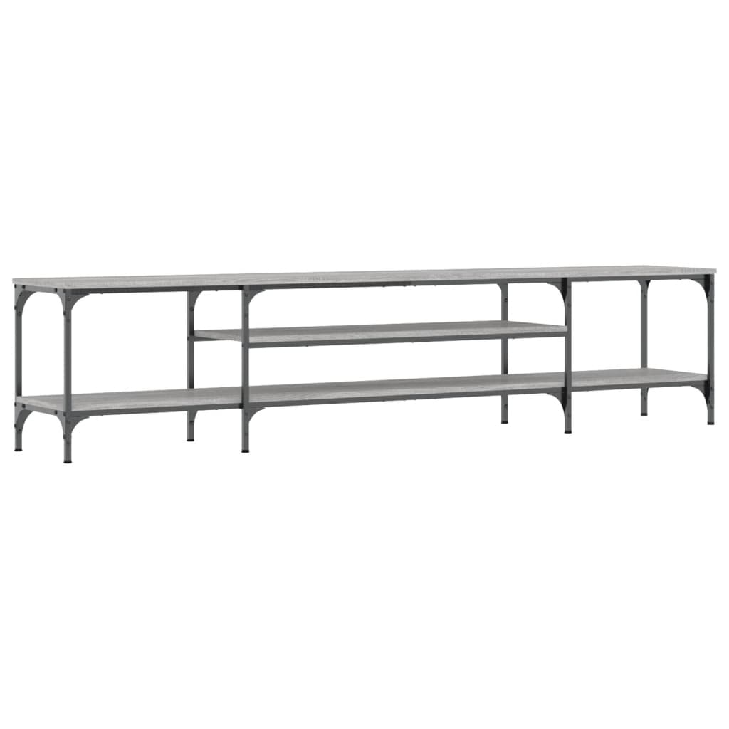 vidaXL Mueble TV madera ingeniería y hierro gris Sonoma 201x35x45 cm - Image 6