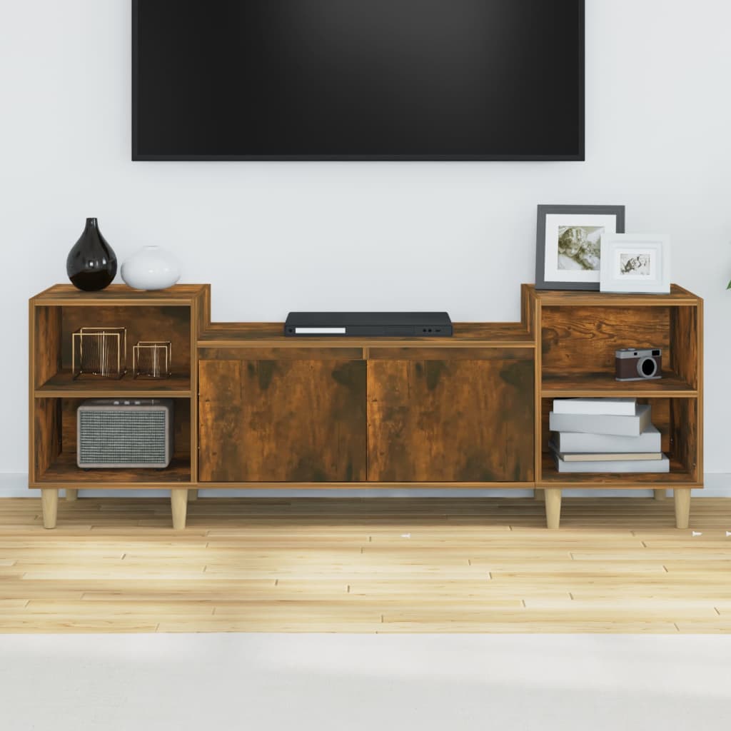 vidaXL Mueble para TV madera contrachapada roble ahumado 160x35x55 cm - Image 3
