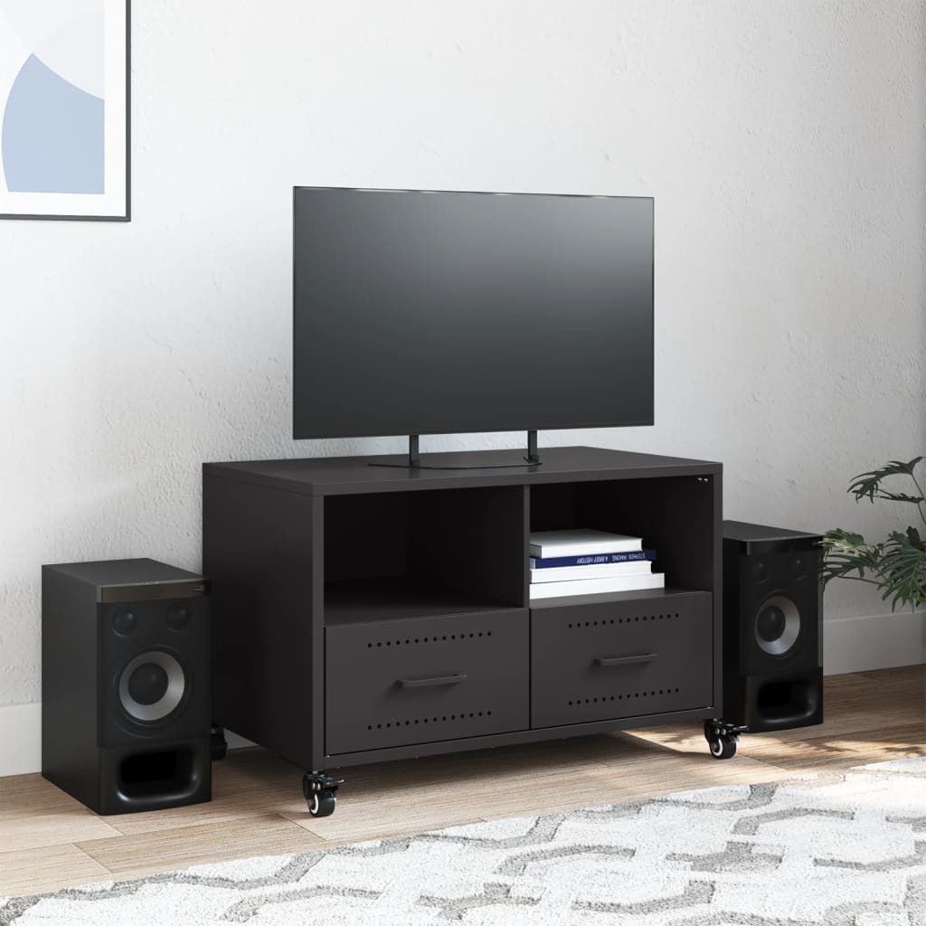 vidaXL Mueble de TV acero negro 68x39x43,5 cm - Image 3