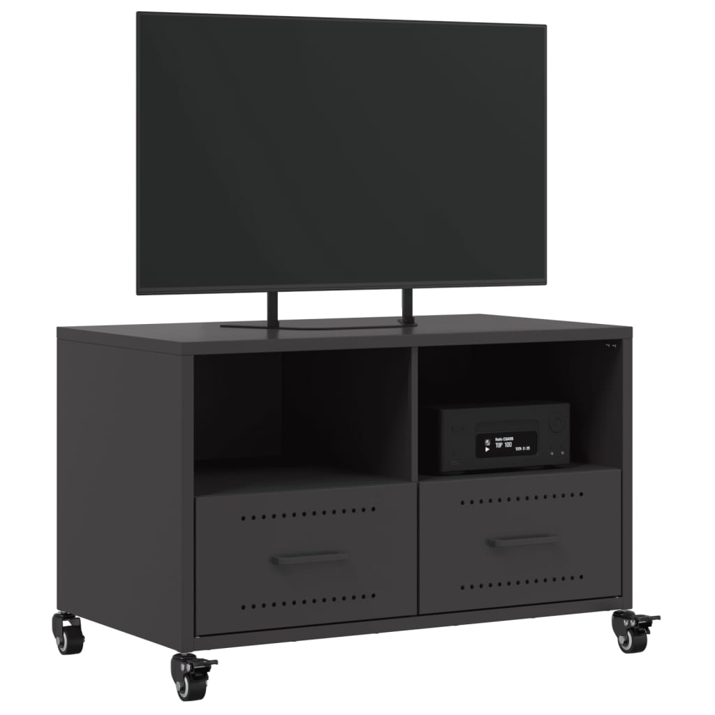vidaXL Mueble de TV acero negro 68x39x43,5 cm - Image 4