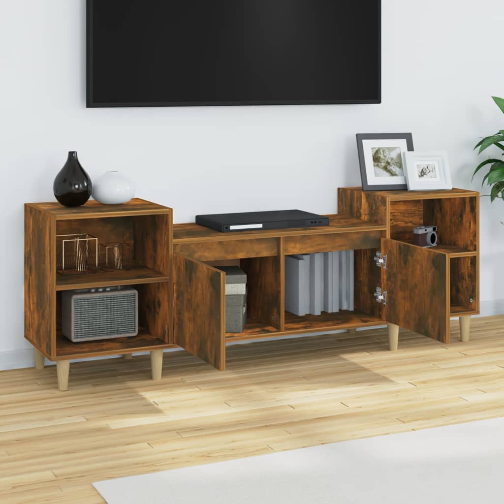 vidaXL Mueble para TV madera contrachapada roble ahumado 160x35x55 cm - Image 4