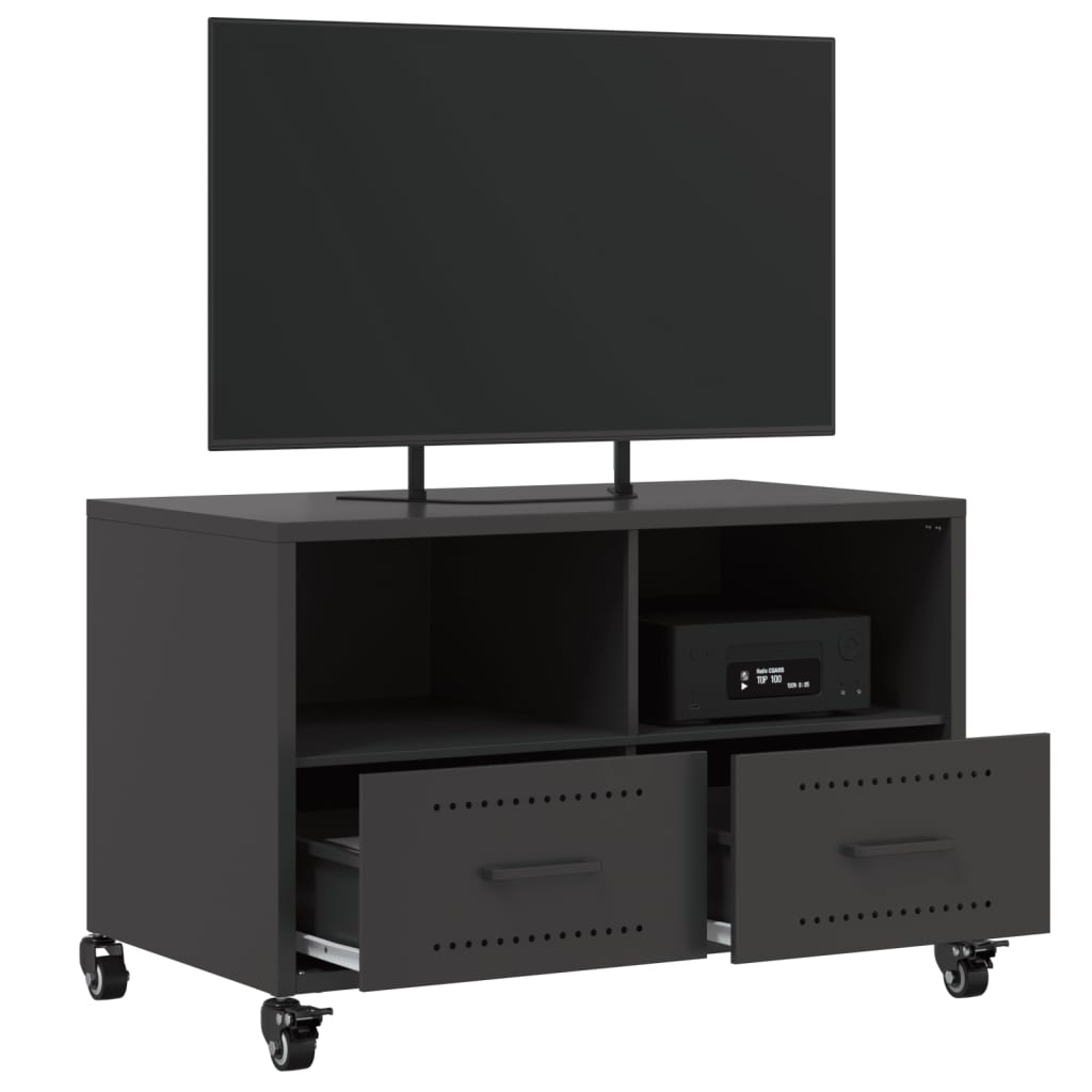 vidaXL Mueble de TV acero negro 68x39x43,5 cm - Image 5