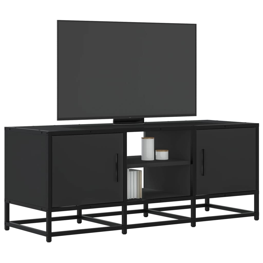 vidaXL Mueble de TV madera de ingeniería y metal negro 100x35x41 cm