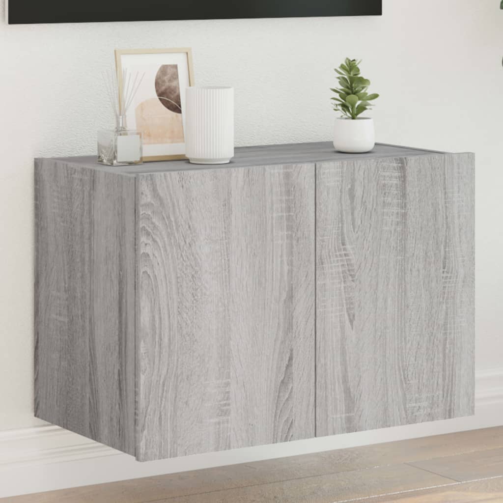 vidaXL Mueble de TV de pared con luces LED gris Sonoma 60x35x41 cm