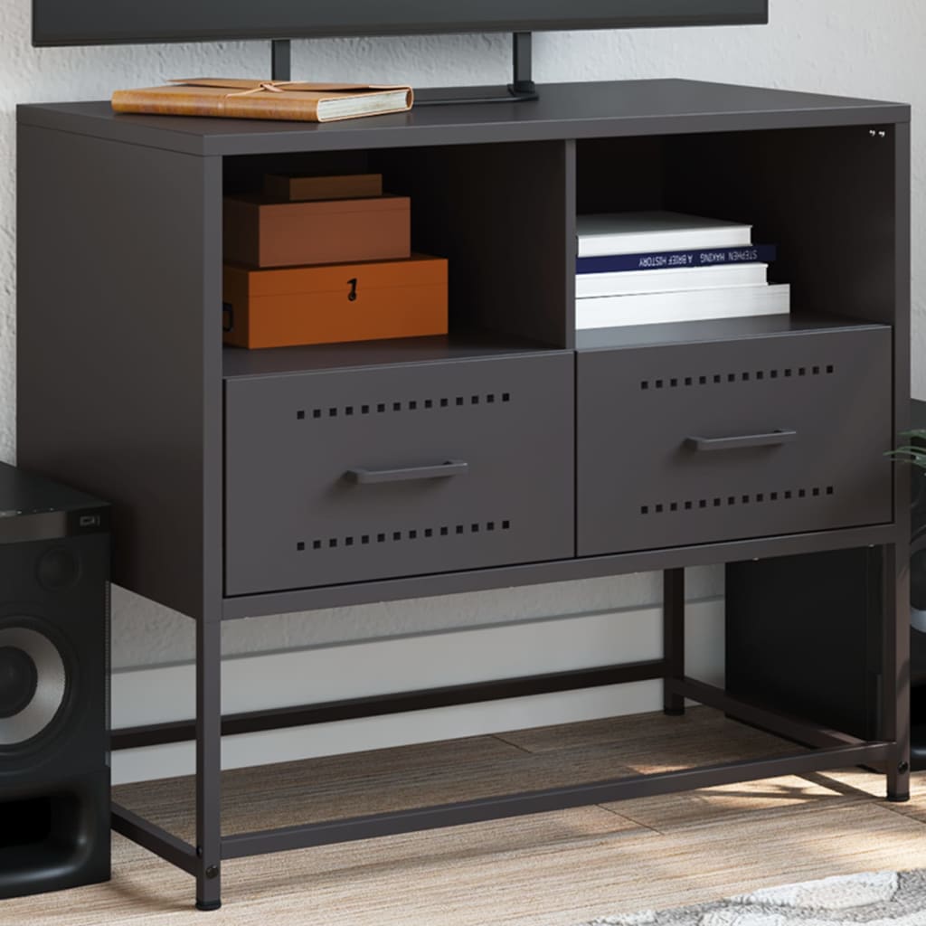 vidaXL Mueble para TV de acero negro 68x39x60,5 cm