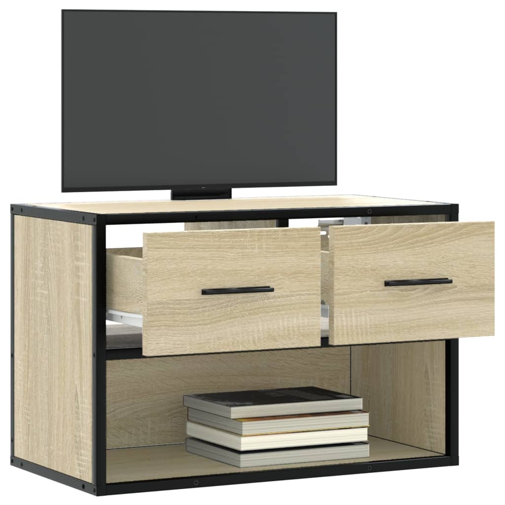 vidaXL Mueble TV madera ingeniería y metal roble Sonoma 60x31x39,5 cm - Image 3