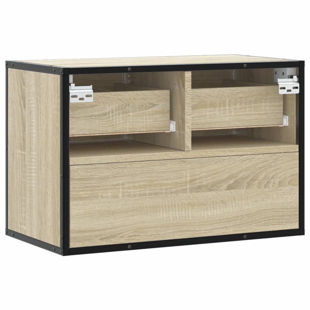 vidaXL Mueble TV madera ingeniería y metal roble Sonoma 60x31x39,5 cm - Image 6