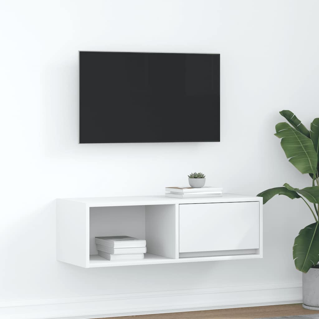 vidaXL Mueble de TV de madera de ingeniería blanco 80x31x25,5 cm