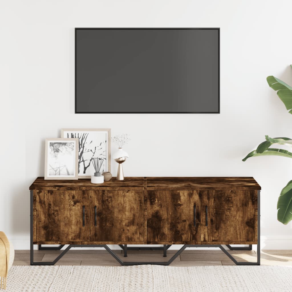 vidaXL Mueble de TV madera de ingeniería roble ahumado 122x34x41 cm - Image 3