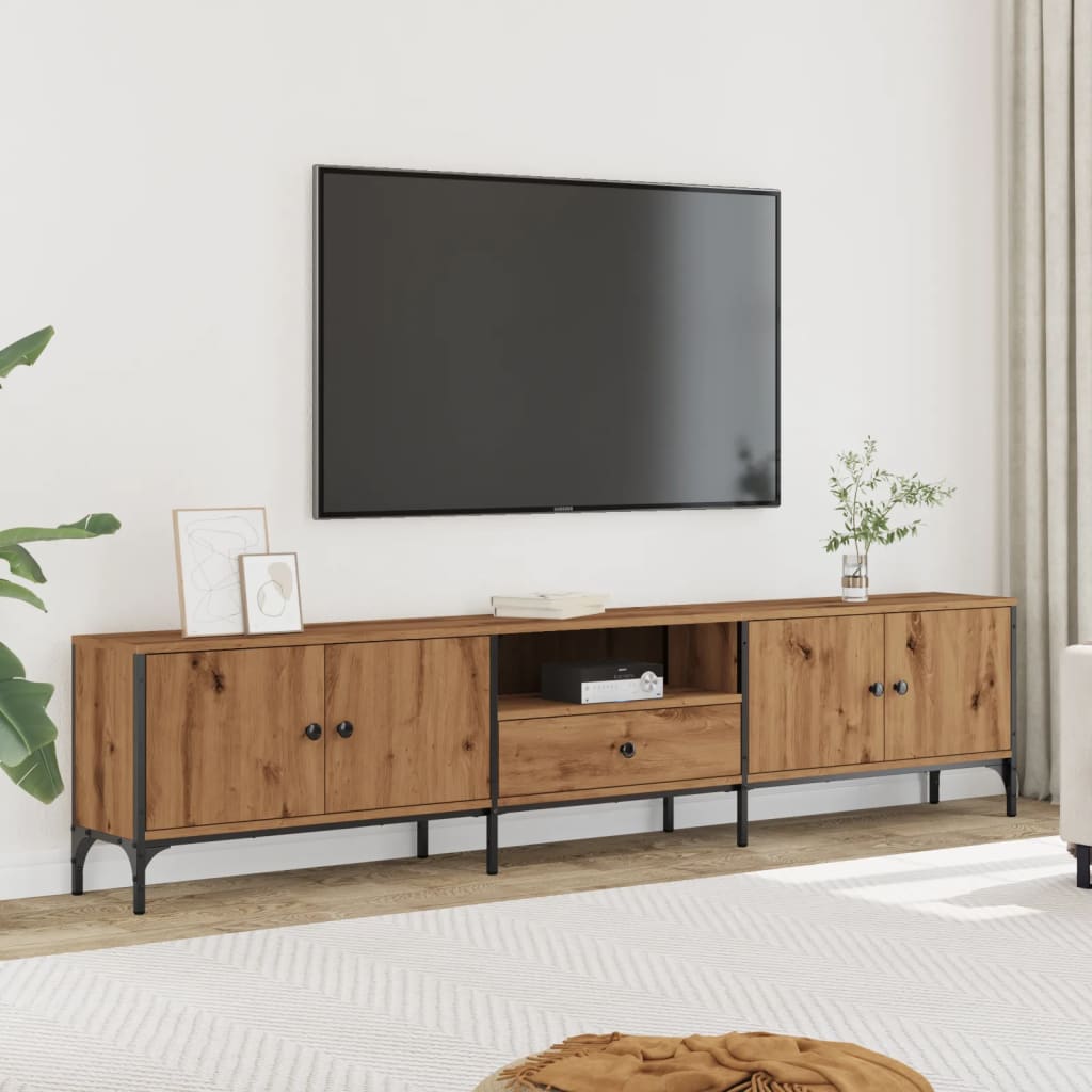 vidaXL Mueble TV cajón madera ingeniería roble artesanal 200x25x44 cm