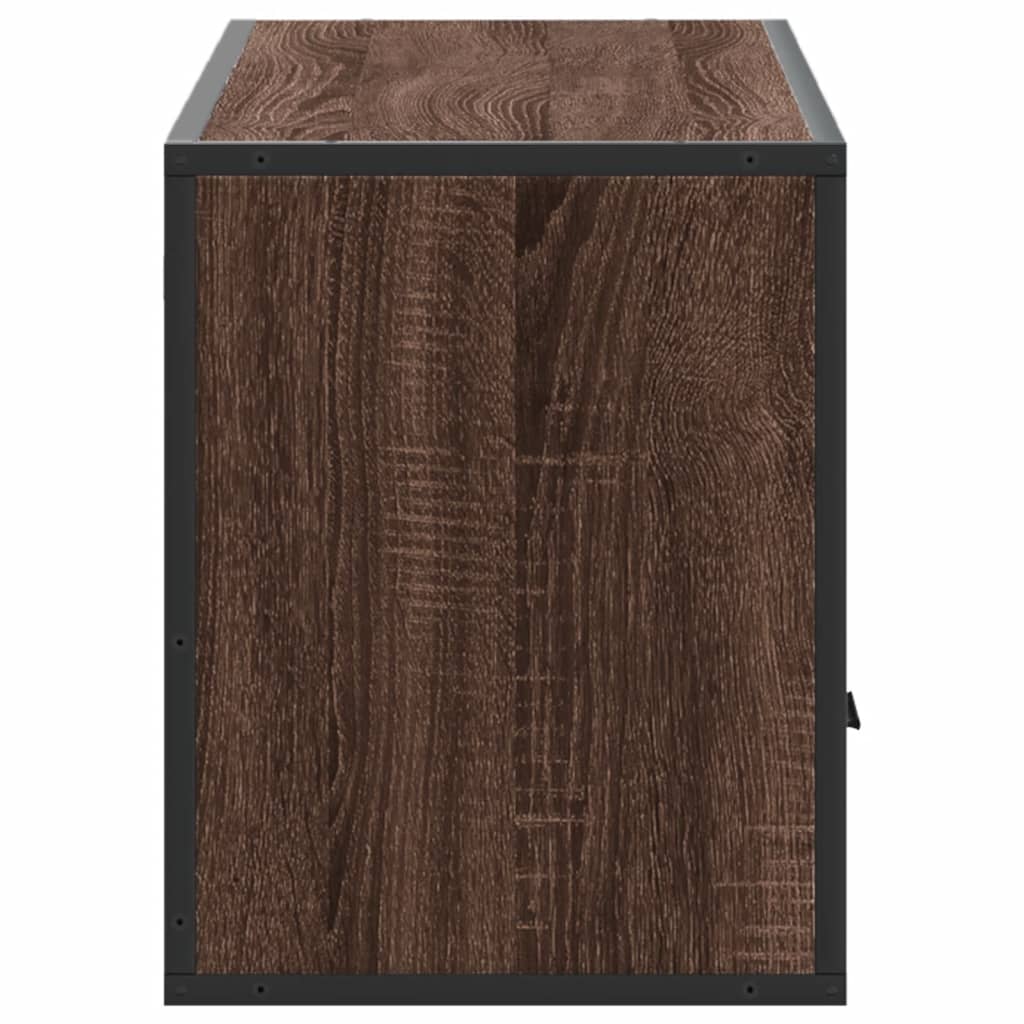 vidaXL Mueble TV madera ingeniería y metal marrón roble 100x31x39,5 cm - Image 5