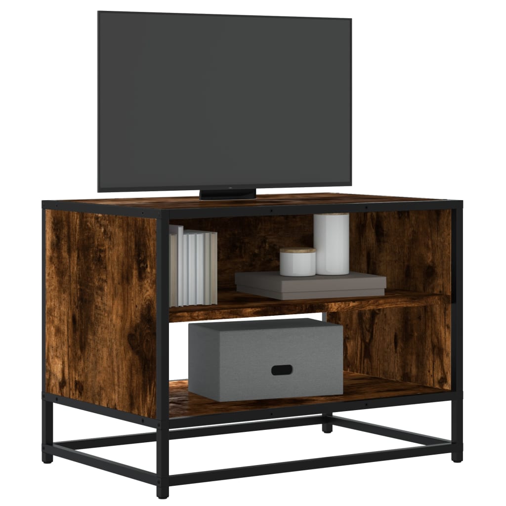 vidaXL Mueble TV metal y madera ingeniería roble humo 61x40x46 cm