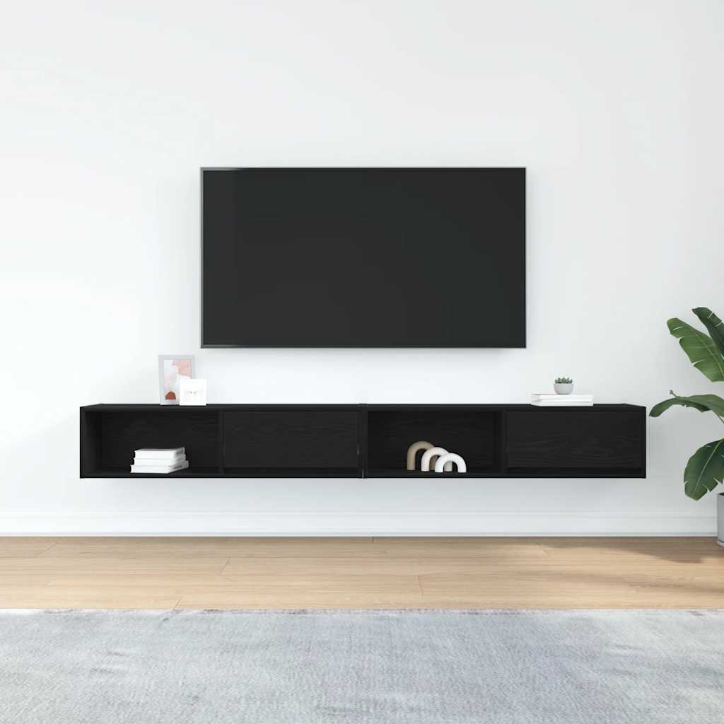 vidaXL Muebles de TV 2 uds Roble Negro 100x31x25,5cm Madera ingeniería - Image 3