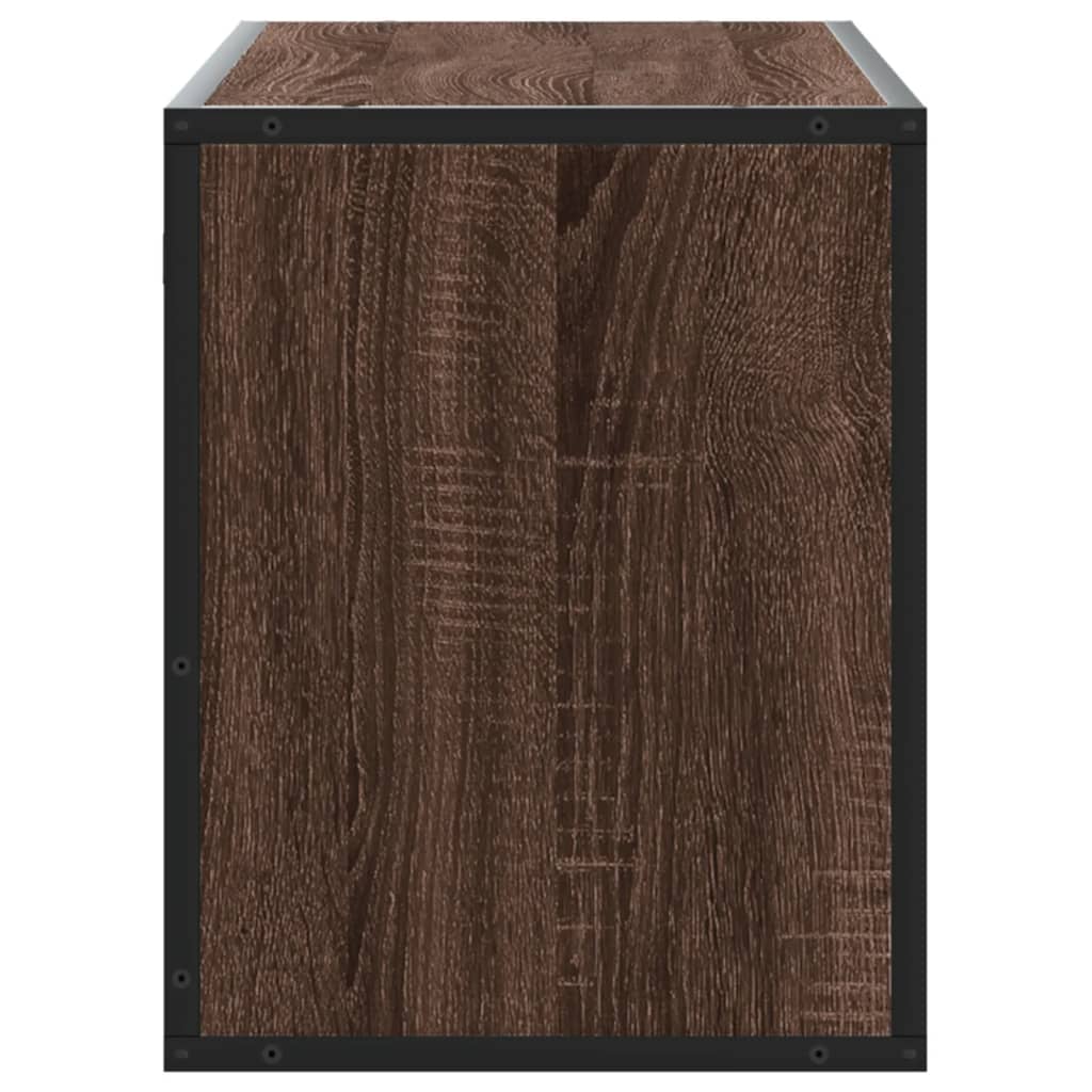 vidaXL Mueble TV madera ingeniería y metal marrón roble 100x31x39,5 cm - Image 5