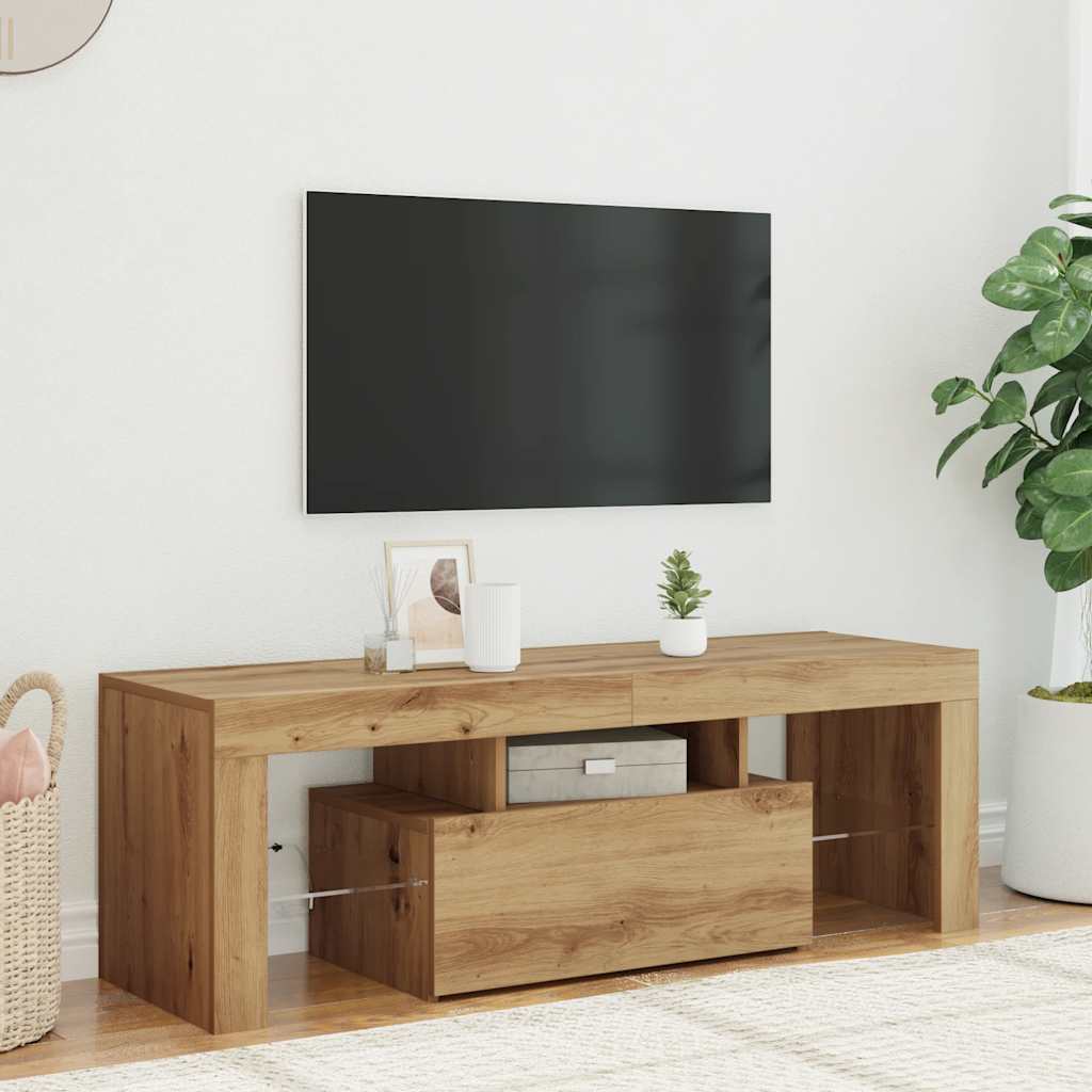 vidaXL Mueble de TV luces LED madera roble artisan 120x36,5x40 cm