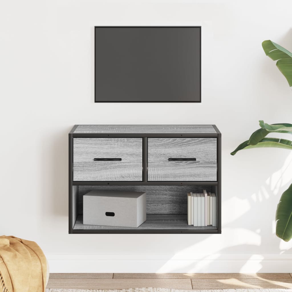 vidaXL Mueble de TV madera y metal roble ahumado 60x31x39,5 cm