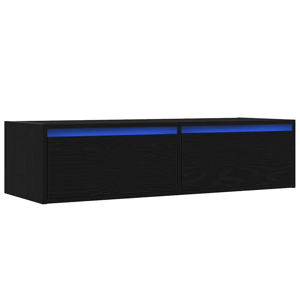 vidaXL Mueble de TV con luces LED roble negro 100X35,5x25 cm - Image 3