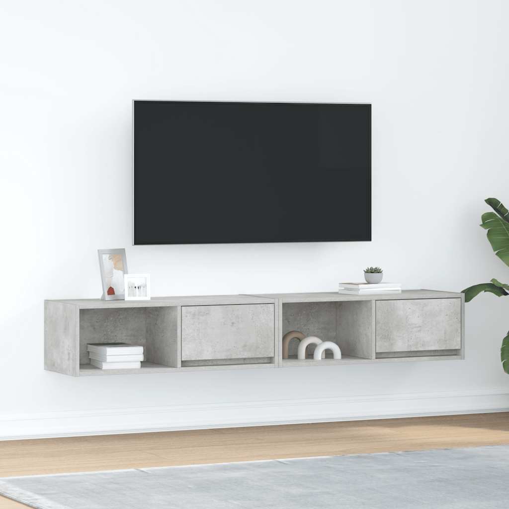 vidaXL Muebles de TV 2uds madera ingeniería gris hormigón 80x31x25,5cm