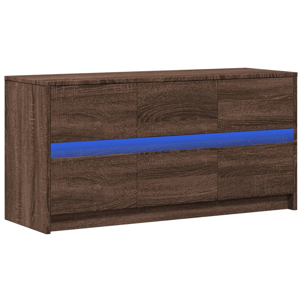 vidaXL Mueble de TV LED madera ingeniería marrón roble 100x34x50 cm - Image 3