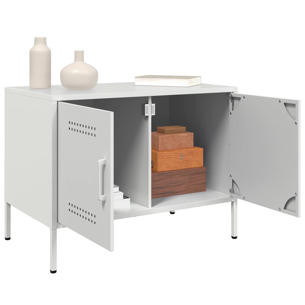 vidaXL Mueble de TV de acero blanco 68x39x50,5 cm - Image 5