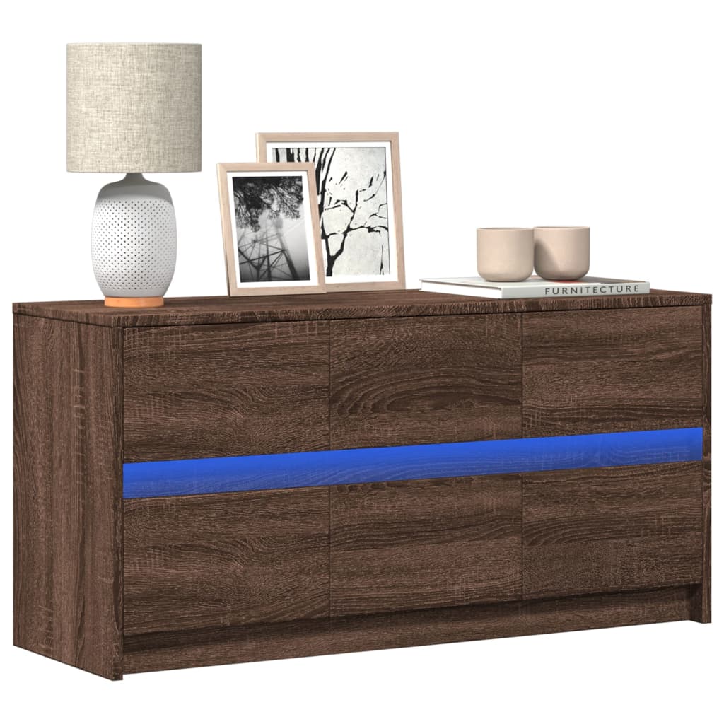vidaXL Mueble de TV LED madera ingeniería marrón roble 100x34x50 cm