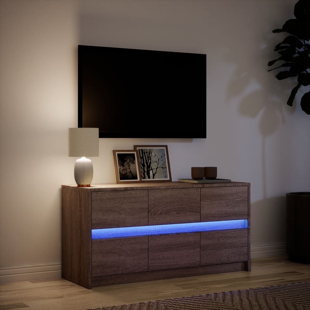 vidaXL Mueble de TV LED madera ingeniería marrón roble 100x34x50 cm - Image 5