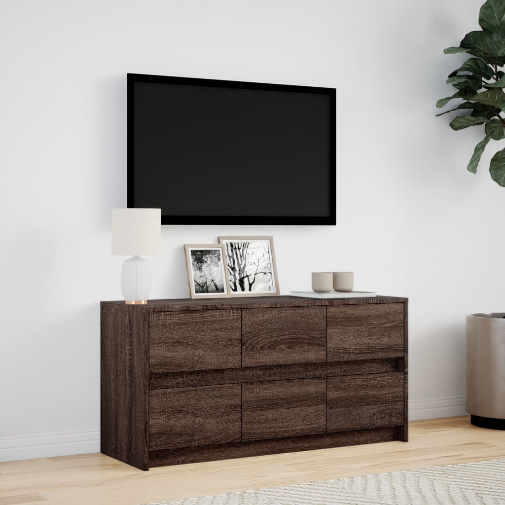 vidaXL Mueble de TV LED madera ingeniería marrón roble 100x34x50 cm - Image 4
