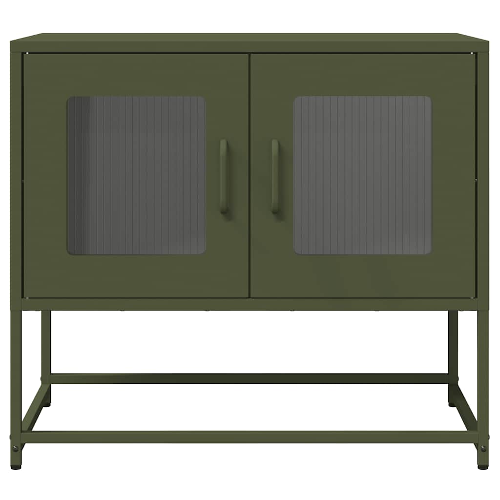 vidaXL Mueble de TV acero laminado en frío verde oliva 68x39x60,5 cm - Image 6