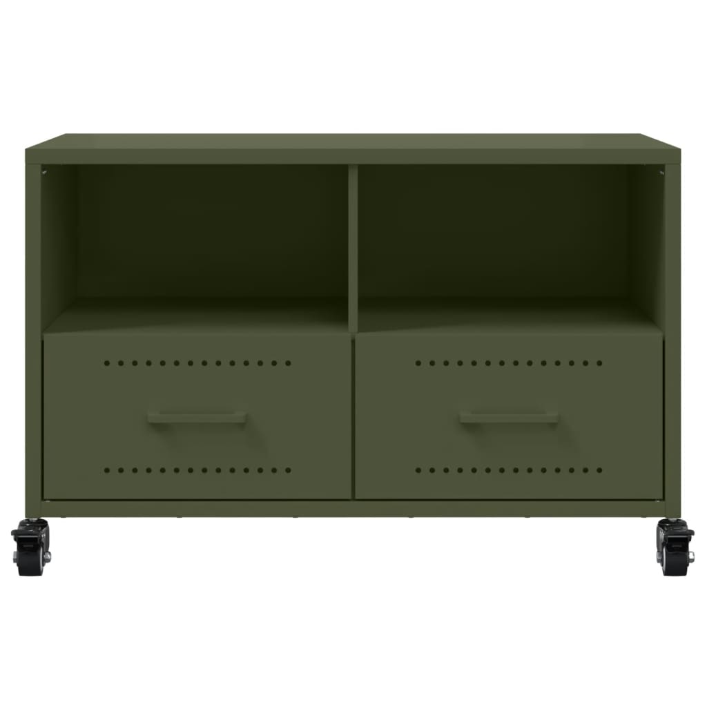 vidaXL Mueble de TV de acero verde oliva 68x39x43,5 cm - Image 6