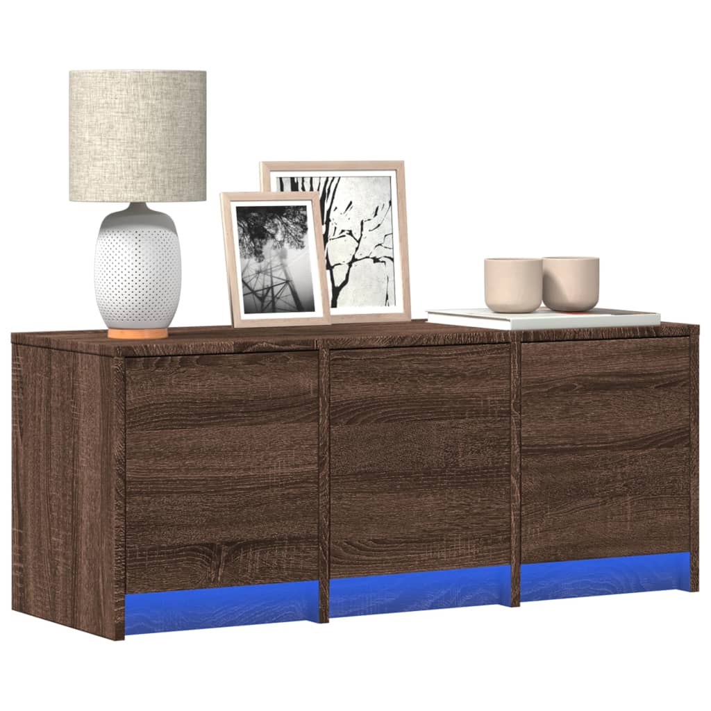vidaXL Mueble de TV LED madera ingeniería marrón roble 97x34x40 cm