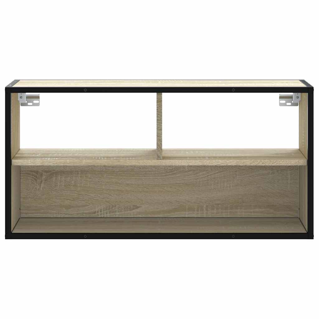 vidaXL Mueble TV madera ingeniería y metal roble Sonoma 80x31x39,5 cm - Image 4