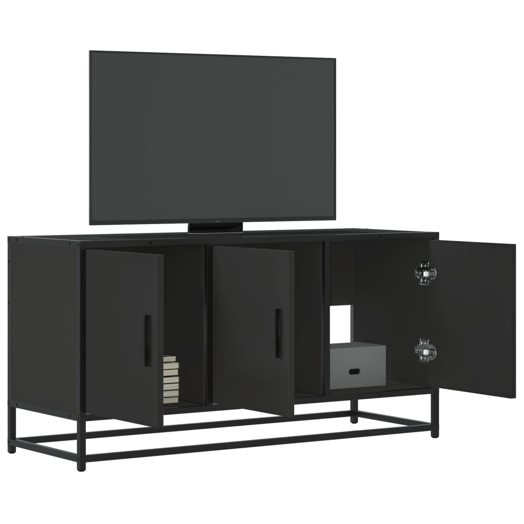 vidaXL Mueble de TV madera de ingeniería y metal negro 100x35x50 cm