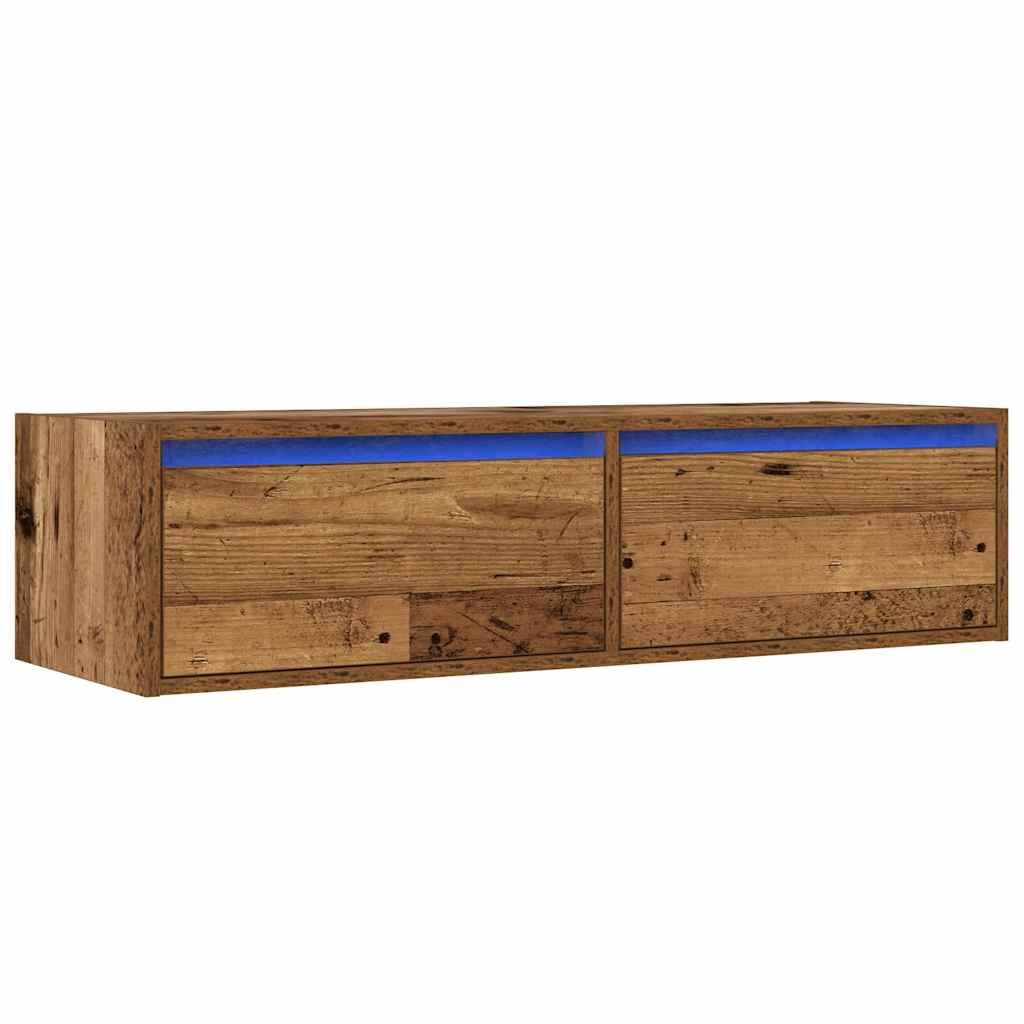 vidaXL Mueble de TV con luces LED envejecida 100X35,5x25 cm - Image 3