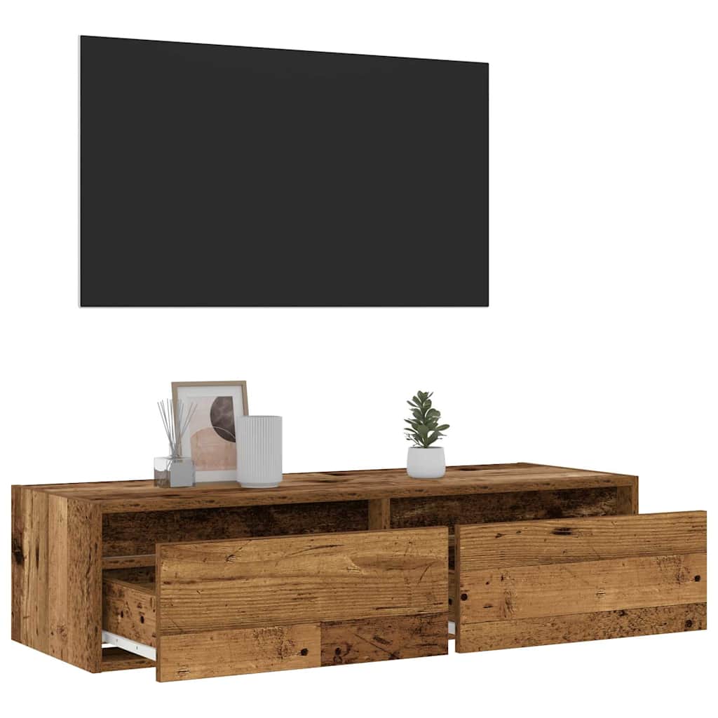 vidaXL Mueble de TV con luces LED envejecida 100X35,5x25 cm - Image 5
