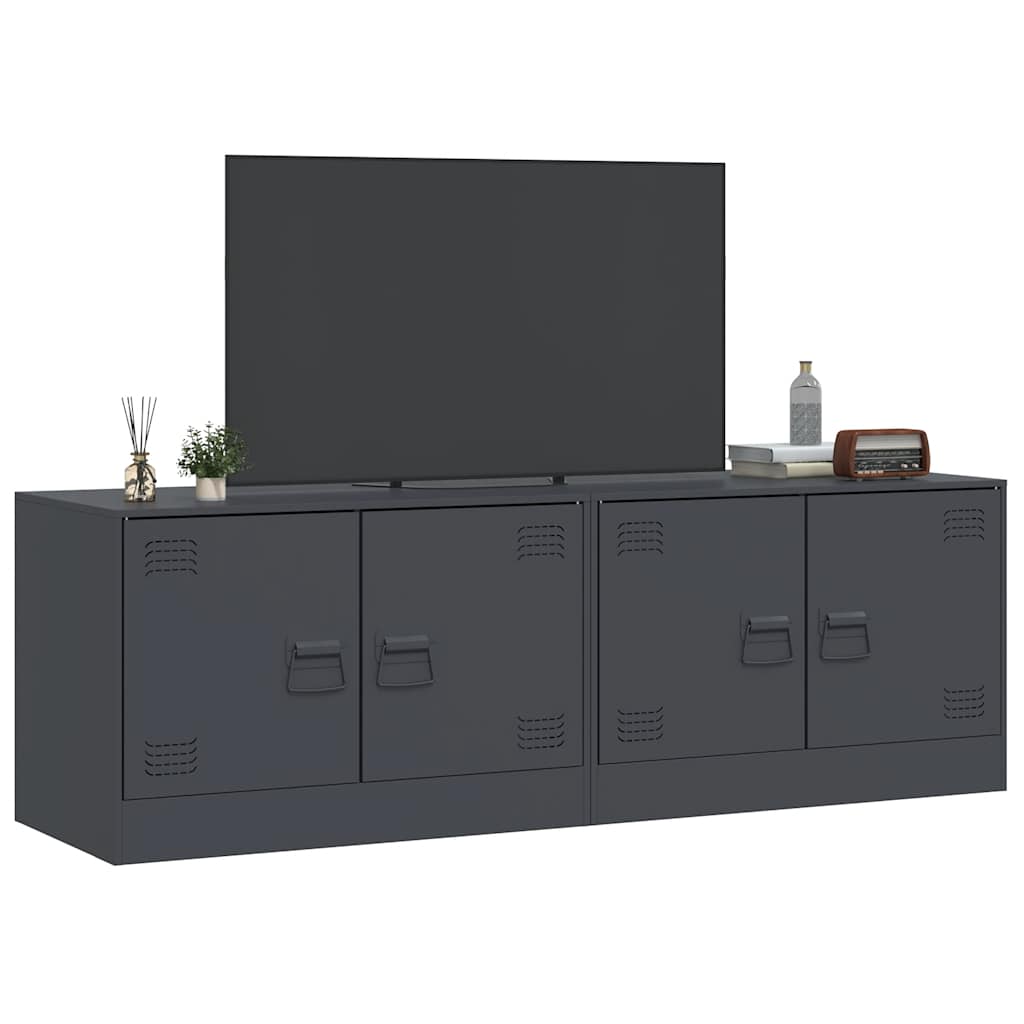 vidaXL Muebles para TV 2 unidades acero gris antracita 67x39x44 cm - Image 4
