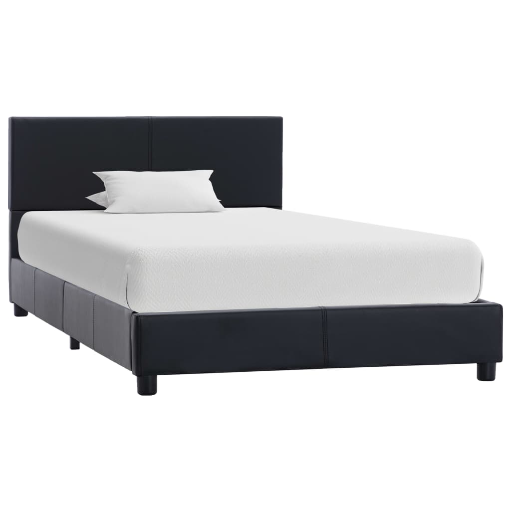 vidaXL Estructura de cama sin colchón cuero sintético negro 90x200 cm