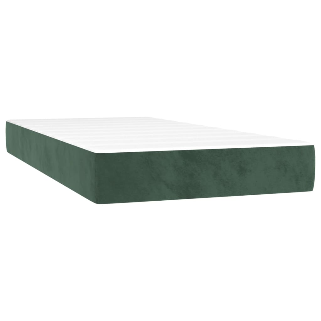 vidaXL Cama box spring con colchón terciopelo verde oscuro 100x200 cm - Image 5