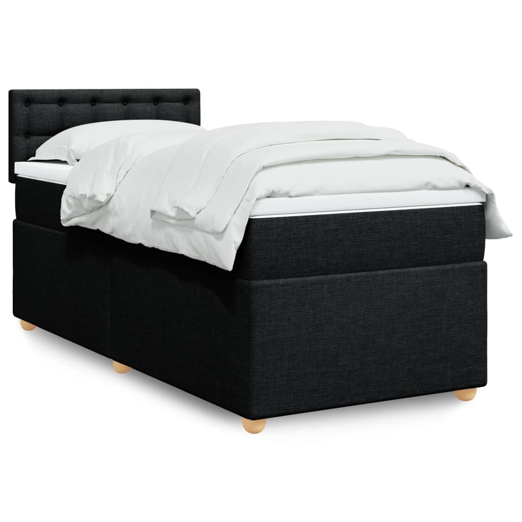 vidaXL Cama box spring con colchón tela negro 90x200 cm