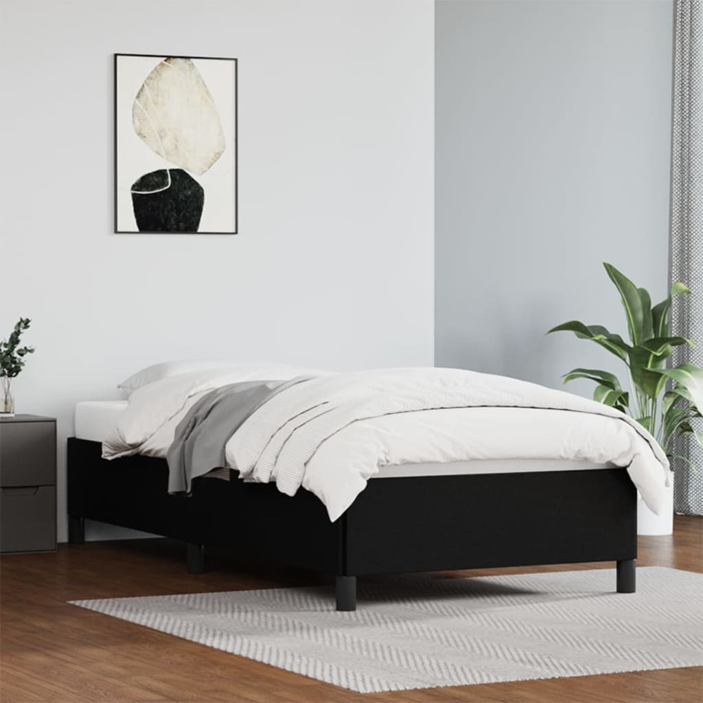 vidaXL Estructura de cama sin colchón cuero sintético negro 90x200 cm