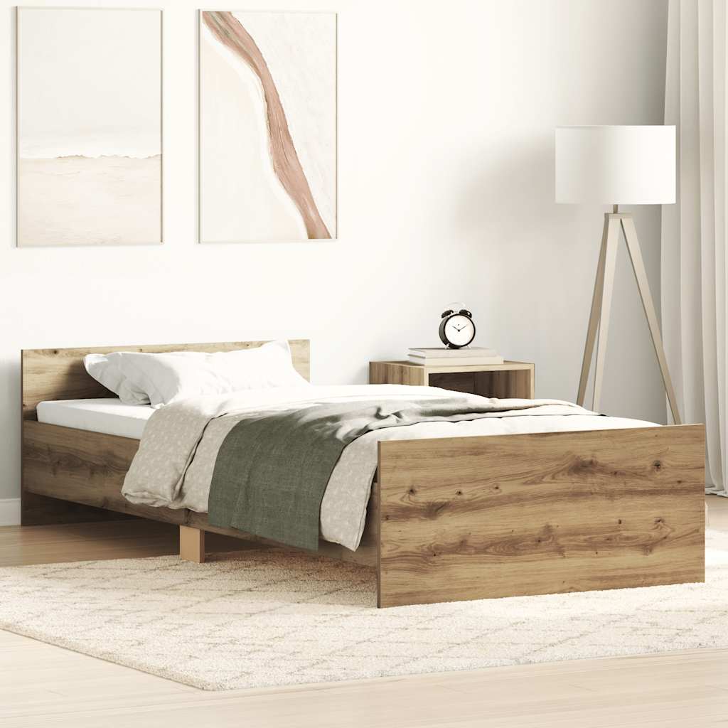 vidaXL Estructura de cama sin colchón madera de ingeniería roble