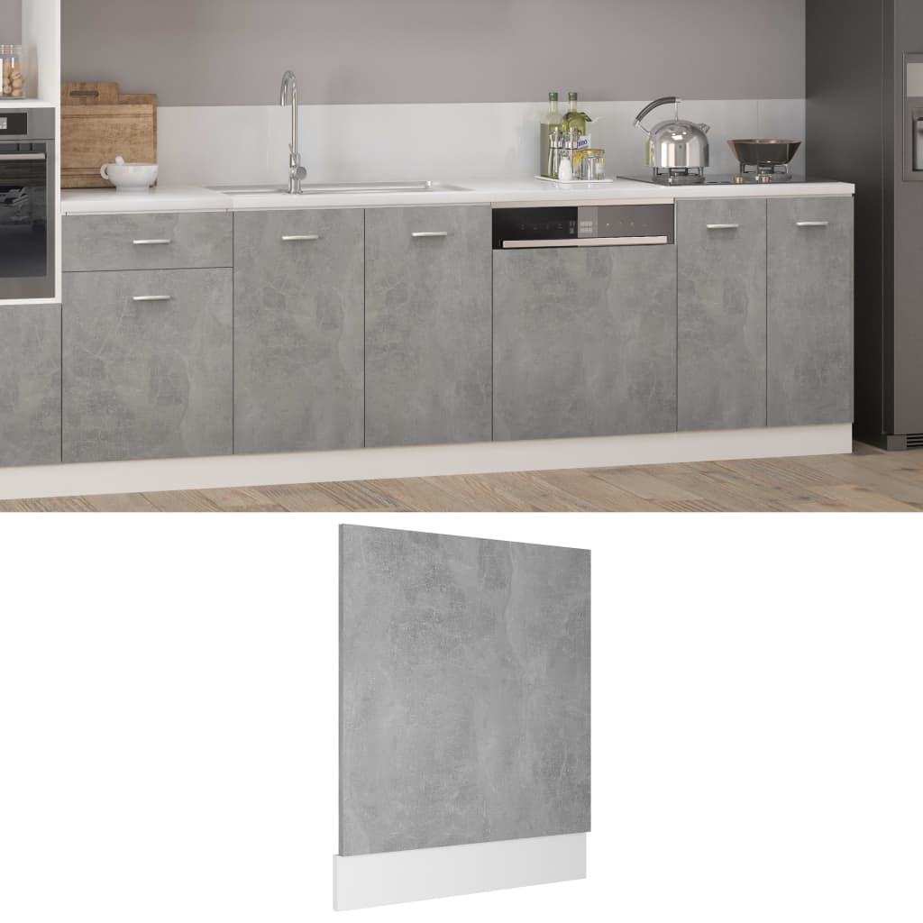 vidaXL Panel para lavavajillas "Lyon" gris hormigón 59,5x3x67 cm madera de ingeniería