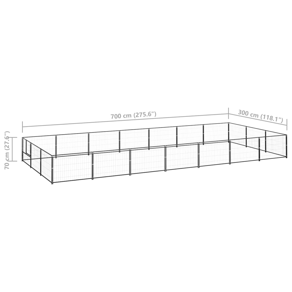 vidaXL Perrera acero 21 m² negra - Image 6