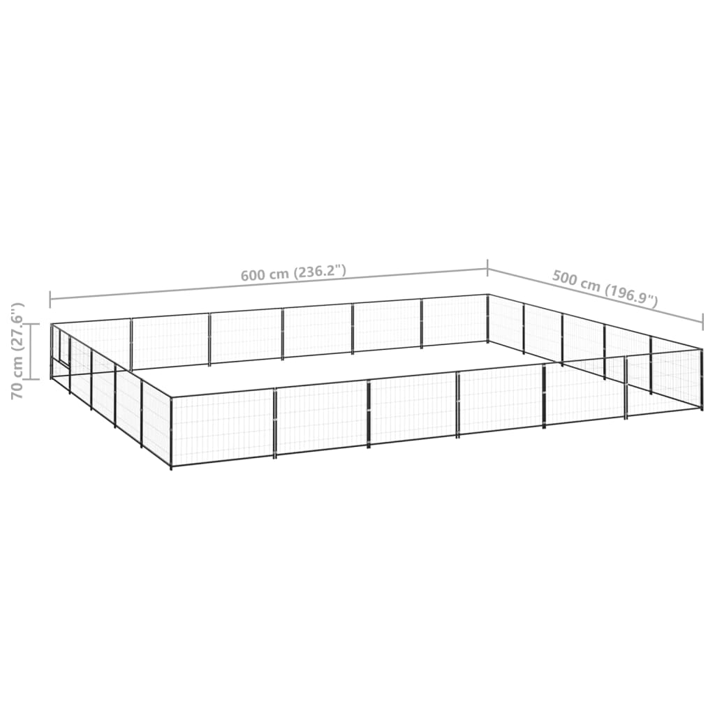 vidaXL Perrera acero 30 m² negra - Image 6
