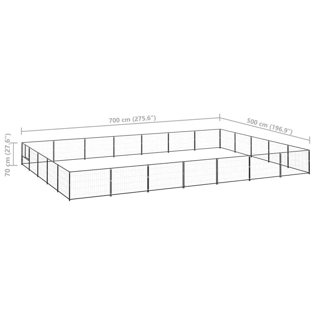 vidaXL Perrera acero 35 m² negra - Image 6