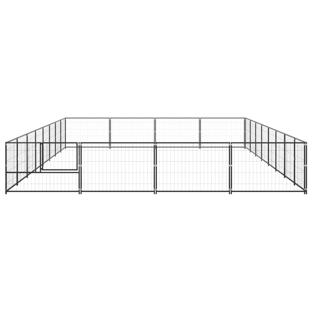 vidaXL Perrera acero 32 m² negra - Image 3