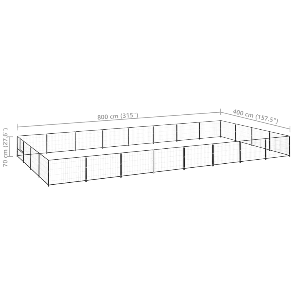 vidaXL Perrera acero 32 m² negra - Image 6