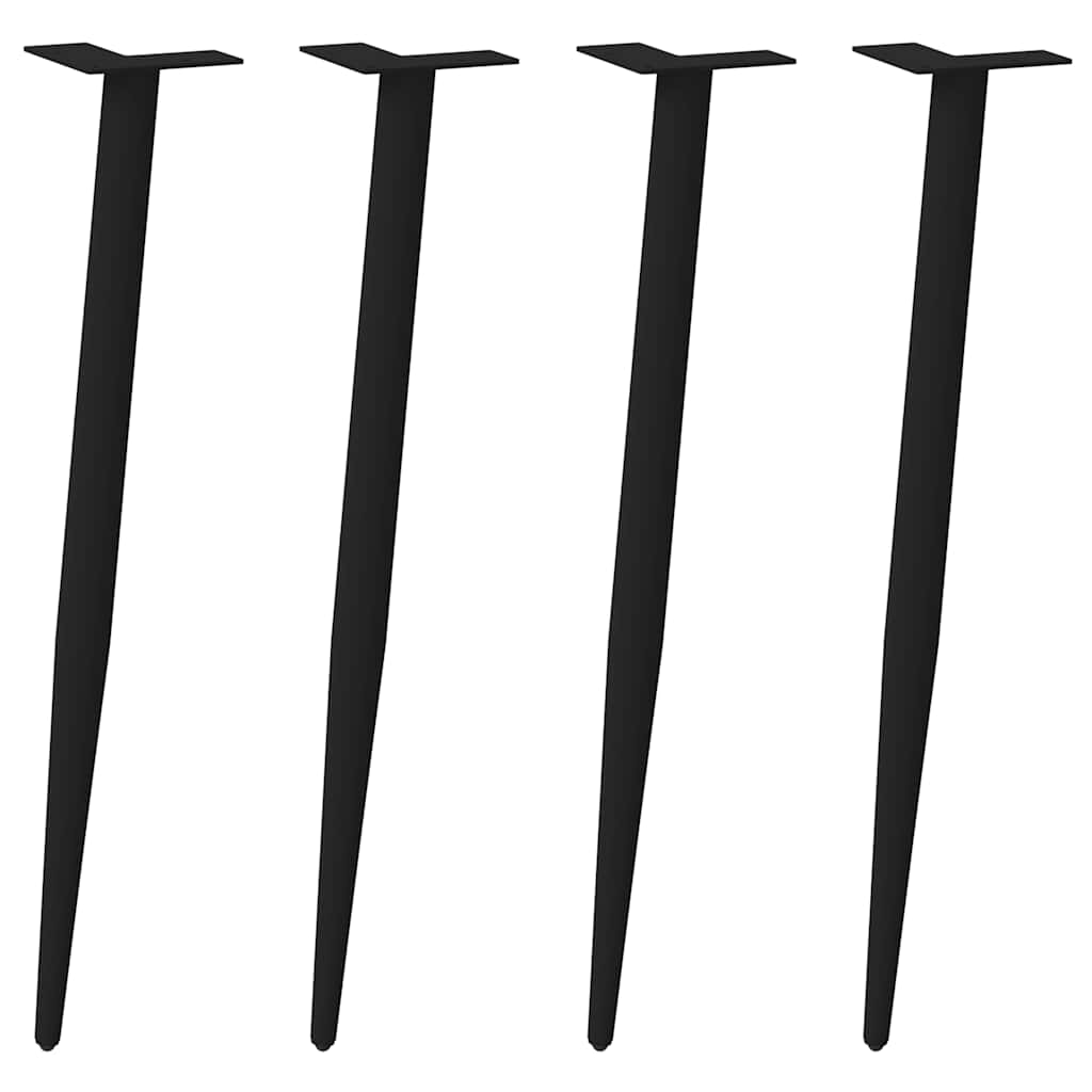 vidaXL Patas de consola cónicas para mesa (4 unidades), color negro, 72-73 cm, acero