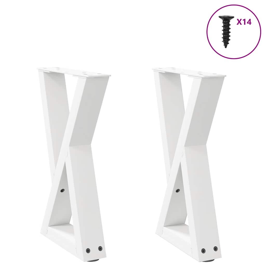 vidaXL Patas para mesa de centro (2 unidades), color blanco, 38 x (42-43,3) cm, acero