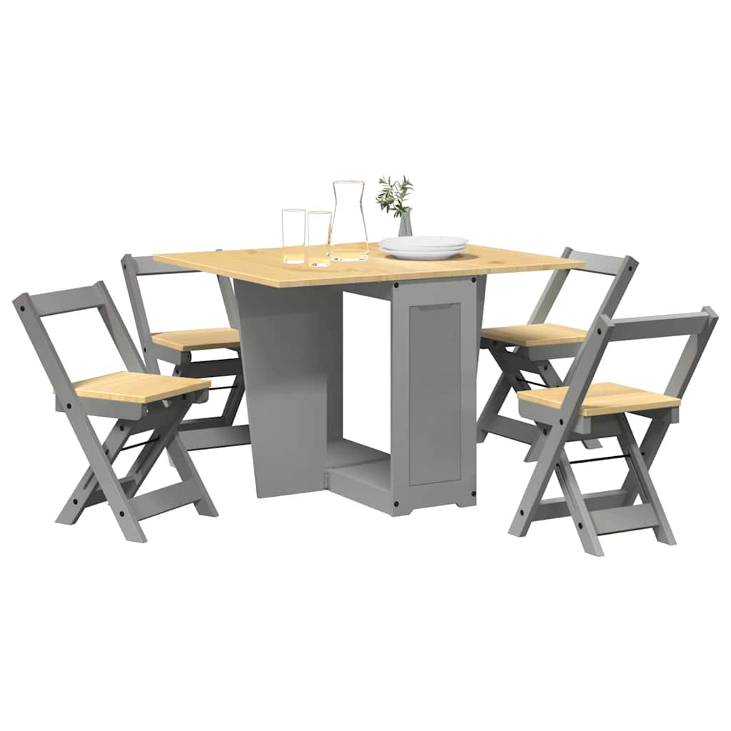 vidaXL Set comedor plegable mariposa 5 pzas Corona madera pino gris