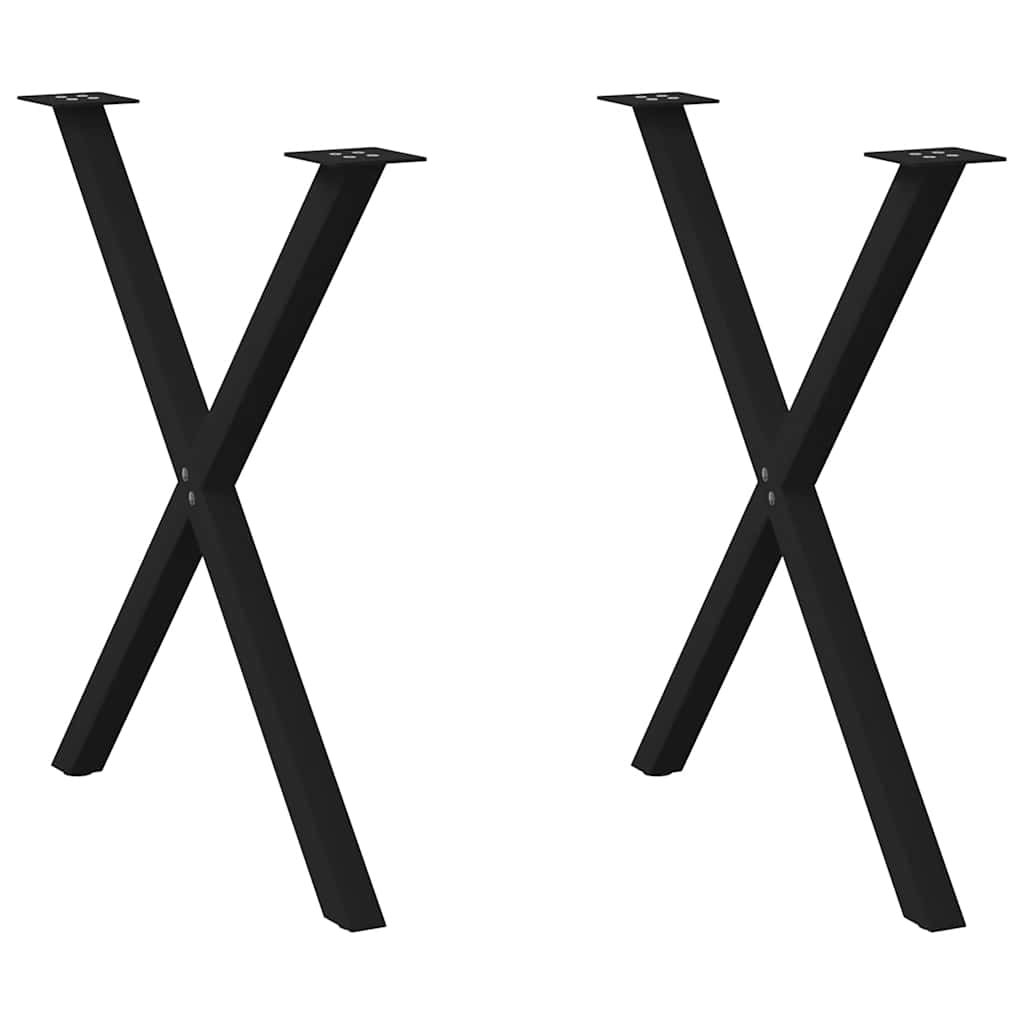 vidaXL Patas para mesa de comedor en forma de X (2 unidades), color negro, 70 x (72-73) cm, acero